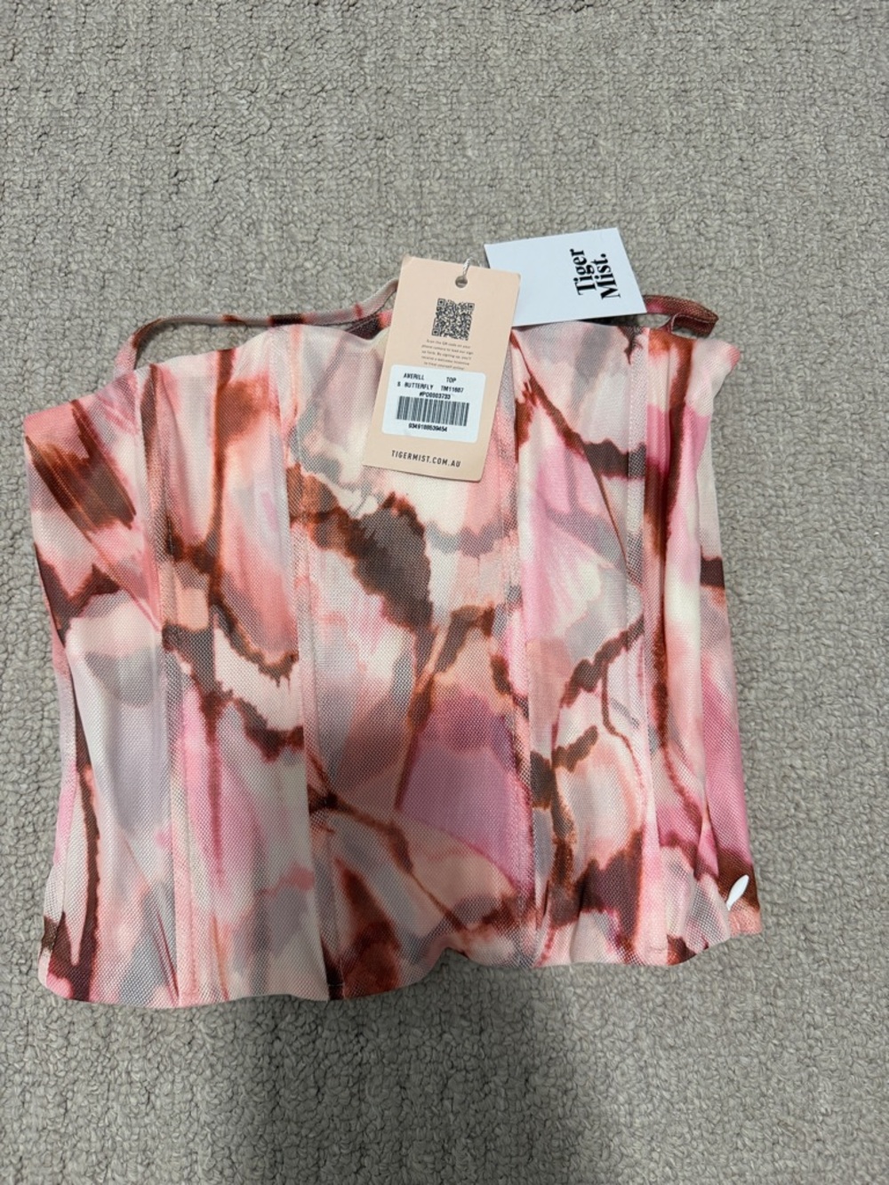 Tiger Mist Pink Marble Print Corset-Cut Camisole